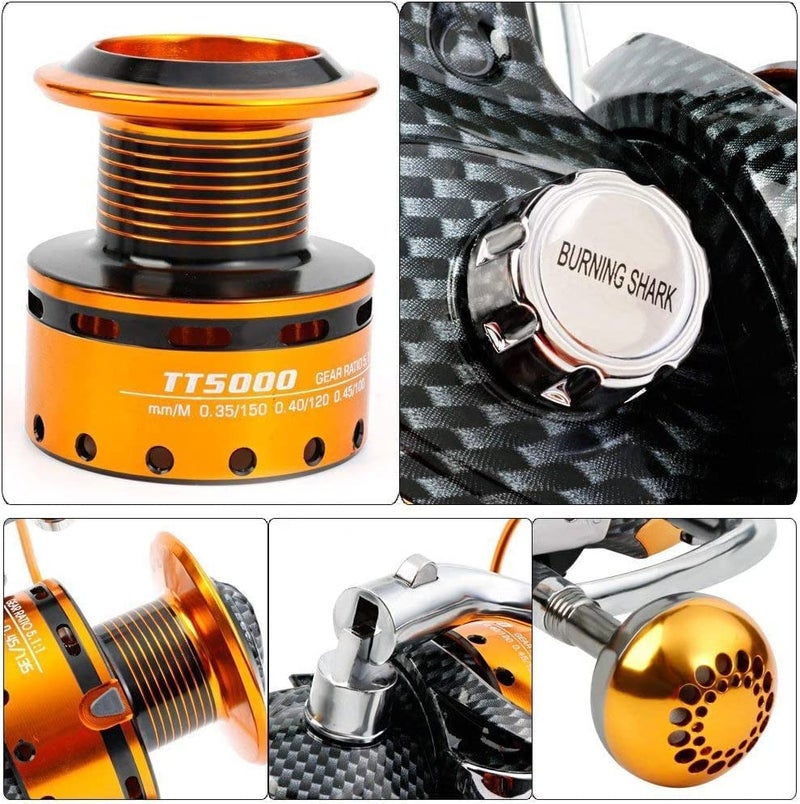 Burning Shark Fishing Reels- 12+1 BB, Light and Smooth Spinning Reels, Powerful Carbon Fiber Drag, Saltwater and Freshwater Fishing-TT4000 - Image 5